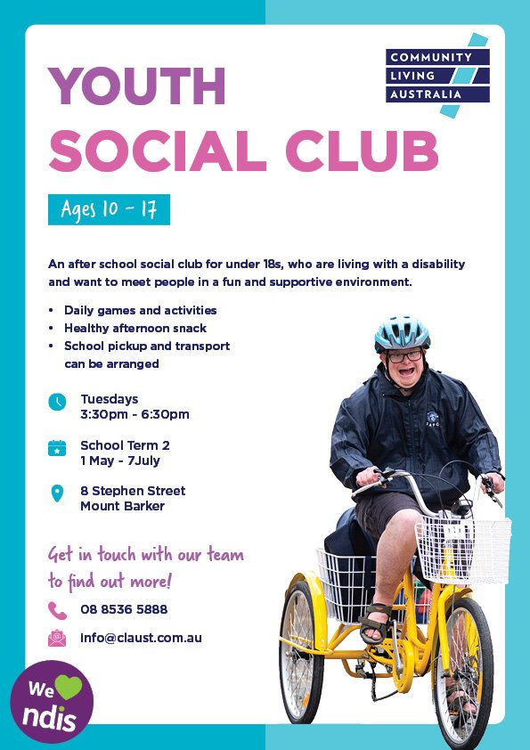 Screenshot of Youth Social Club Flyer, view full size below.
